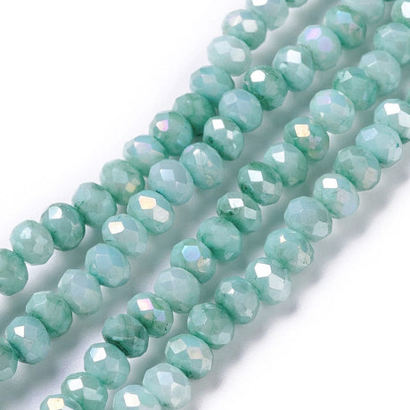 Pandawhole Glasperler Glas perler, rondel formet str 4x2 mm, turkis/grøn