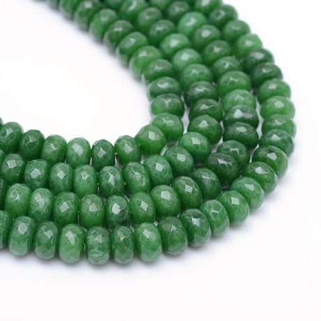 Pandawhole Jade Jade, Facetteret, Rondel, grøn, 6x4mm