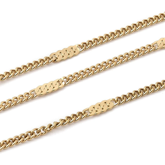 Panser Kæde – 18K Forgyldt Stål (2x1mm, 1 meter) - Uniq Perler - 123465