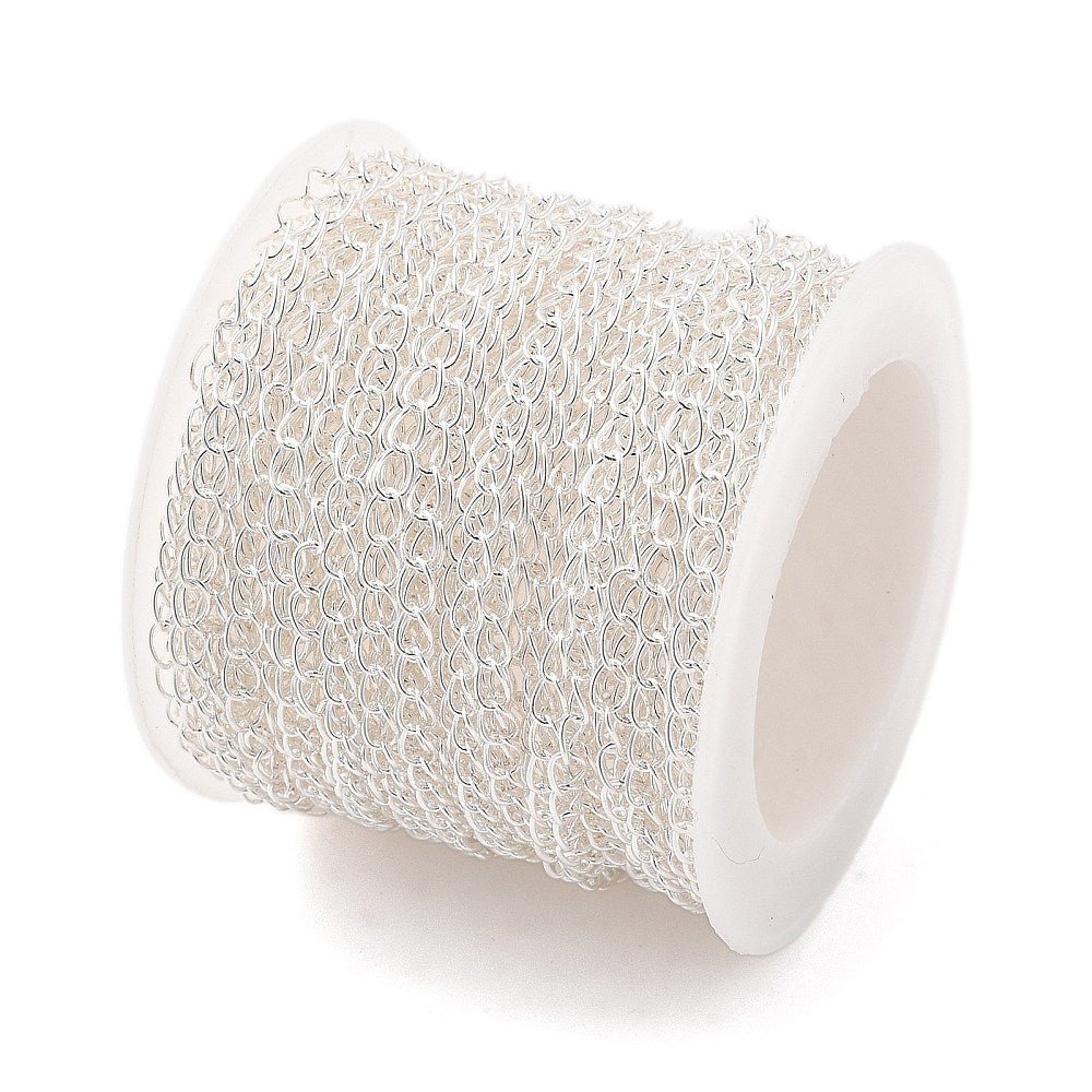 Panser Kæde – Langtidsholdbar Forsølvet Messing (3x4mm) 1 Meter - Uniq Perler - 123989