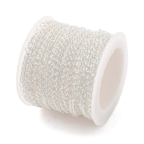 Panser Kæde – Langtidsholdbar Forsølvet Messing (3x4mm) 1 Meter - Uniq Perler - 123989