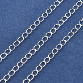 Panser Kæde – Langtidsholdbar Forsølvet Messing (3x4mm) 1 Meter - Uniq Perler - 123989