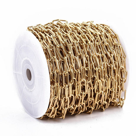 Papirklips Kæde, Forgyldt Stål, 17x7x2mm - Uniq Perler - 113107