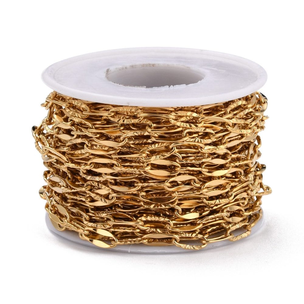 Papirklips Kæde i Forgyldt Stål – Vandfast (10,5x4,5x1mm, Meter) - Uniq Perler - 111855
