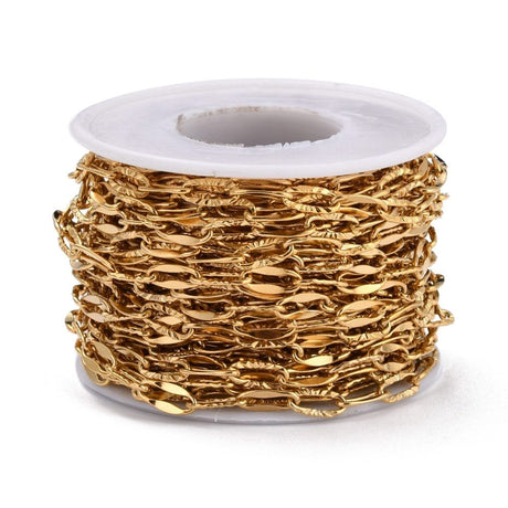 Papirklips Kæde i Forgyldt Stål – Vandfast (10,5x4,5x1mm, Meter) - Uniq Perler - 111855