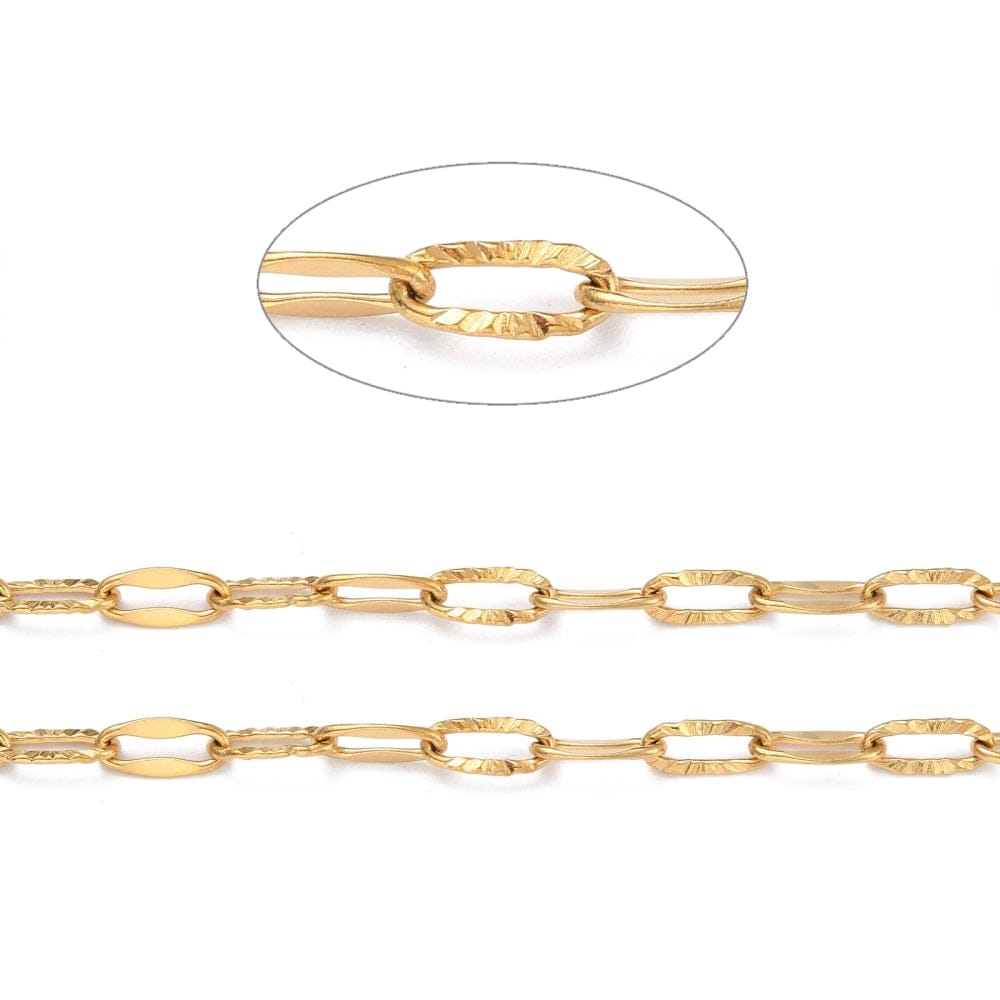 Papirklips Kæde i Forgyldt Stål – Vandfast (10,5x4,5x1mm, Meter) - Uniq Perler - 111855