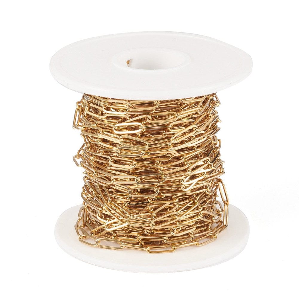 Papirklips Kæde, Stål, Vandfast, Forgyldning, (10x3,5x0,8mm) - Uniq Perler - 473840