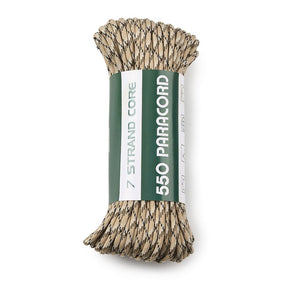 Paracord 550 Snor – Beige Med Mønster, 7 - Strenget Polyester (4mm, 10 Meter) - Uniq Perler - 123060