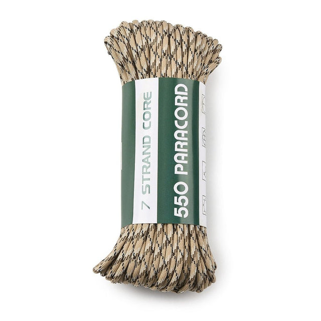 Paracord 550 Snor – Beige Med Mønster, 7 - Strenget Polyester (4mm, 10 Meter) - Uniq Perler - 123060