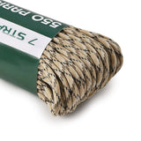 Paracord 550 Snor – Beige Med Mønster, 7 - Strenget Polyester (4mm, 10 Meter) - Uniq Perler - 123060