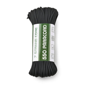 Paracord 550 Snor – Sort, 7 - Strenget Polyester (4mm, 10 Meter) - Uniq Perler - 122705