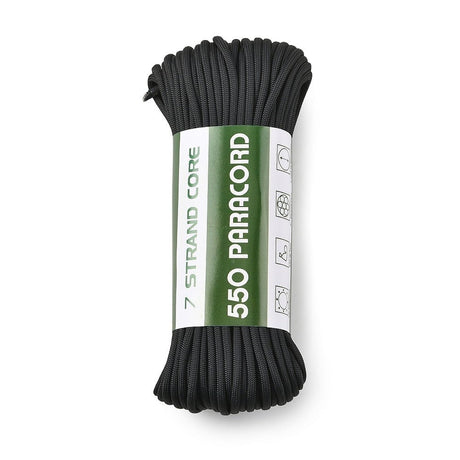 Paracord 550 Snor – Sort, 7 - Strenget Polyester (4mm, 10 Meter) - Uniq Perler - 122705