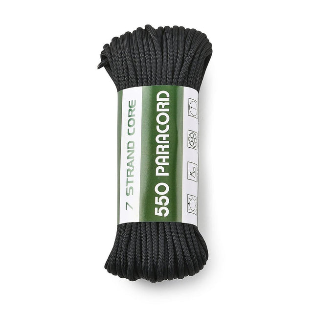 Paracord 550 Snor – Sort, 7 - Strenget Polyester (4mm, 10 Meter) - Uniq Perler - 122705