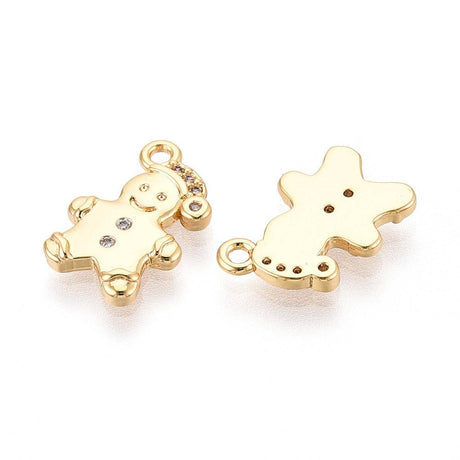 Peberkagemands Vedhæng – Zirkonia, 18K Forgyldt (13x9mm) 2 stk - Uniq Perler - 