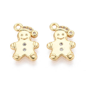 Peberkagemands Vedhæng – Zirkonia, 18K Forgyldt (13x9mm) 2 stk - Uniq Perler - 