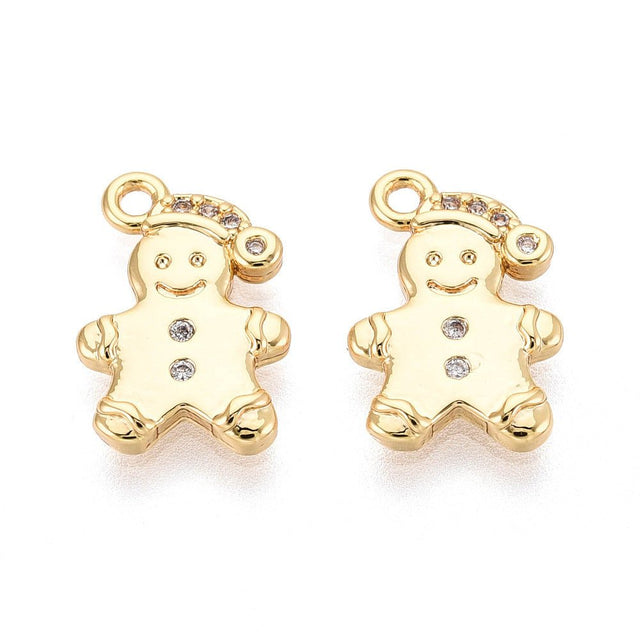 Peberkagemands Vedhæng – Zirkonia, 18K Forgyldt (13x9mm) 2 stk - Uniq Perler - 