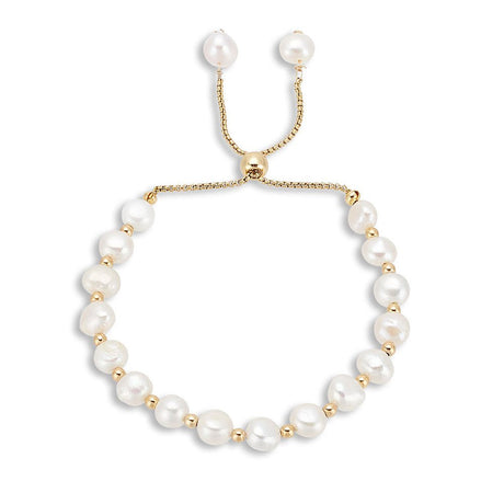 Perle Armbånd – Naturlig Perle & Messing (Justerbar) - Uniq Perler - 