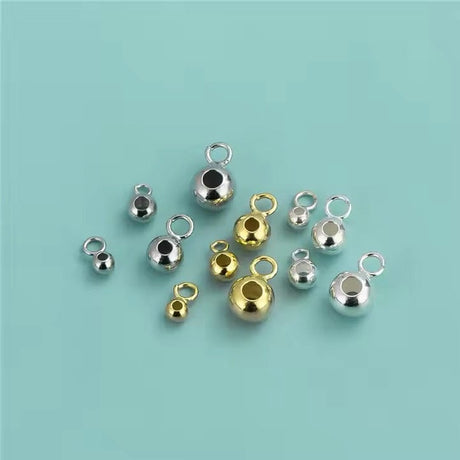 Perle med øje til vedhæng, forgyldt sterling sølv, (5mm) - Uniq Perler - 115123