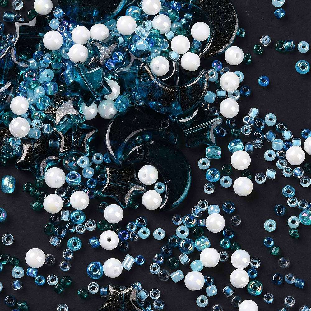 Perle Mix - Blå Nuancer (2 - 16mm) ca. 42gr - Uniq Perler - 810843