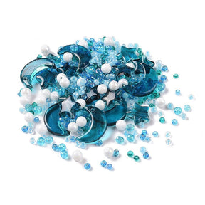 Perle Mix - Blå Nyansar (2 - 16mm) ca. 42gr - Uniq Perler - 810843