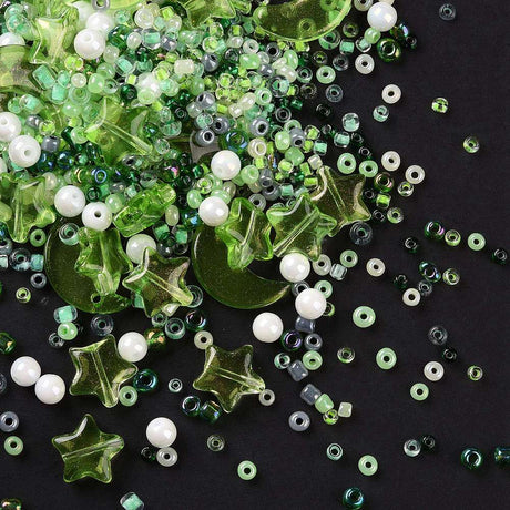 Perle Mix - Grønne Nuancer (2 - 16mm) ca. 42gr - Uniq Perler - 819848