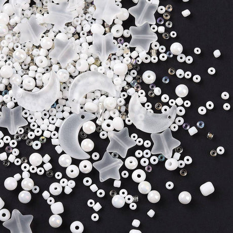 Perle Mix - Hvide/Klare Nuancer (2 - 16mm) ca. 42g - Uniq Perler - 614847