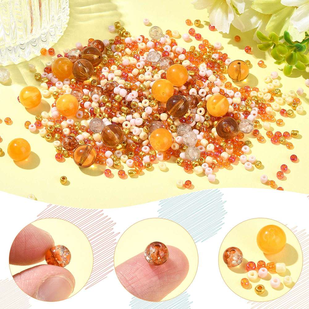 Perle Sett – Akrylperler og Glassperler Brun Mix (84 gram) - Uniq Perler - 