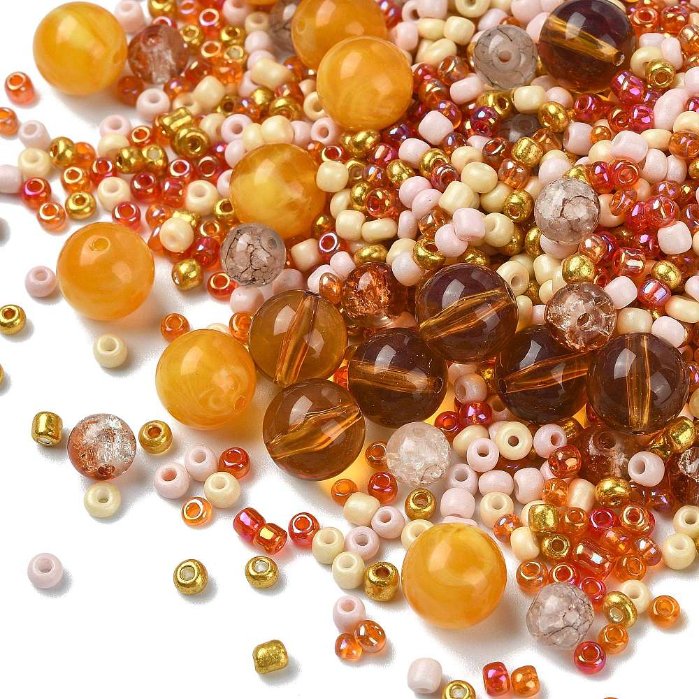 Perle Sett – Akrylperler og Glassperler Brun Mix (84 gram) - Uniq Perler - 