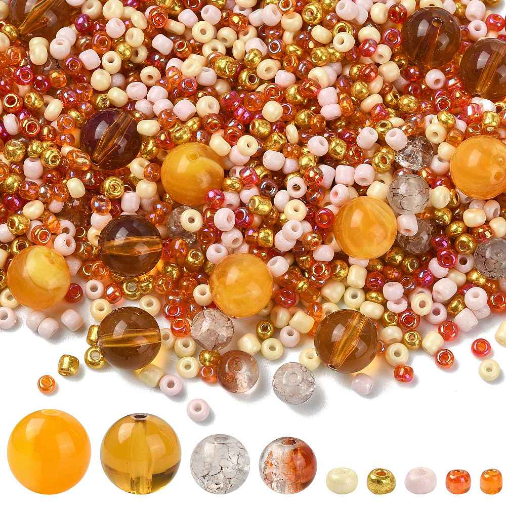 Perle Sett – Akrylperler og Glassperler Brun Mix (84 gram) - Uniq Perler - 