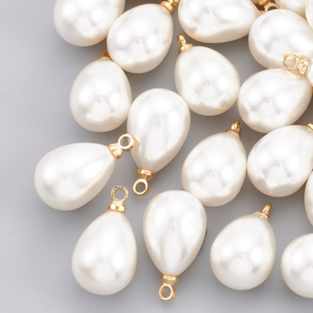 Pärla Hänge – Droppformad, 18K Förgylld Mässing (13x8mm)
