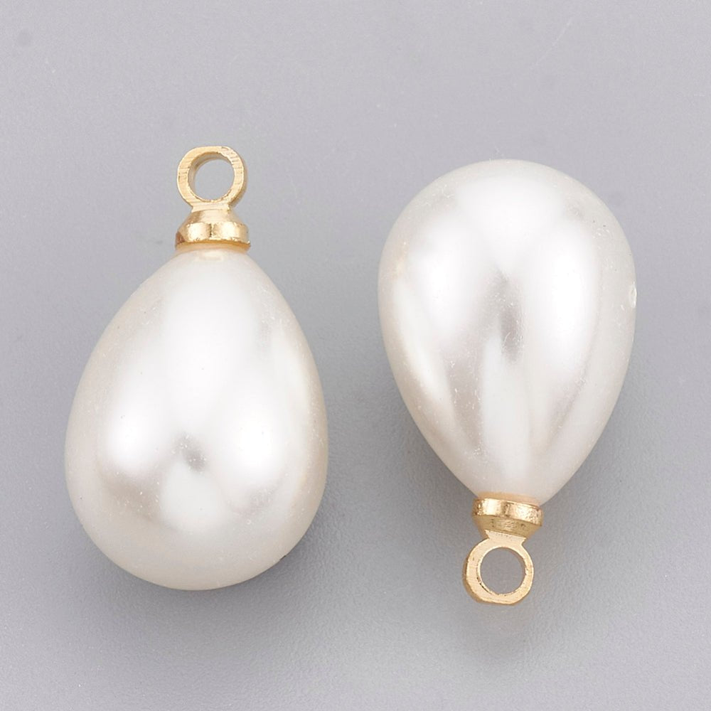 Pärla Hänge – Droppformad, 18K Förgylld Mässing (13x8mm)