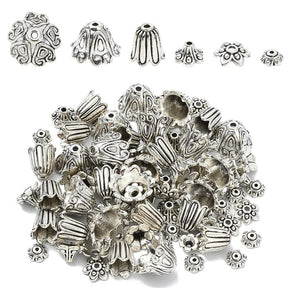 Perlenhüte im tibetischen Stil – Antikes Silber - Mix 50 Stk. - Uniq Perler - 