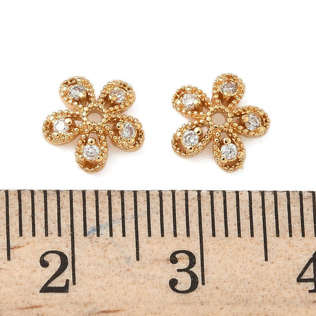 Perlehatte – Blomst m. Zirkonia, Forgyldt Messing (8,5mm) 8 stk. - Uniq Perler - 115690