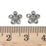 Perlehatte – Blomst m. Zirkonia, Platin farvet Messing (8,5mm) 8 stk. - Uniq Perler - 115691