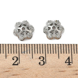 Perlehatte – Blomst m. Zirkonia, Platin farvet Messing (8,5mm) 8 stk. - Uniq Perler - 115692