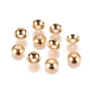 Perlenkappen – 18K Vergoldet Stahl (6x2mm), 20 Stk. - Uniq Perler - 844798