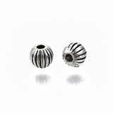 Perler med Stribe Mønster – Antik Forsølvet Messing (3x4mm, 10 stk) - Uniq Perler - 112307