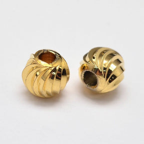 Beads With Twisted Pattern, Gold-plated, 5mm, 20 pcs. - Uniq Perler - 777846