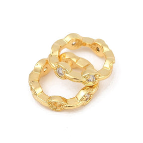 Bezel Ring with Clear Zirconia – 18K Gold-plated Brass (11.5mm) 2 pcs. - Uniq Perler - 115955