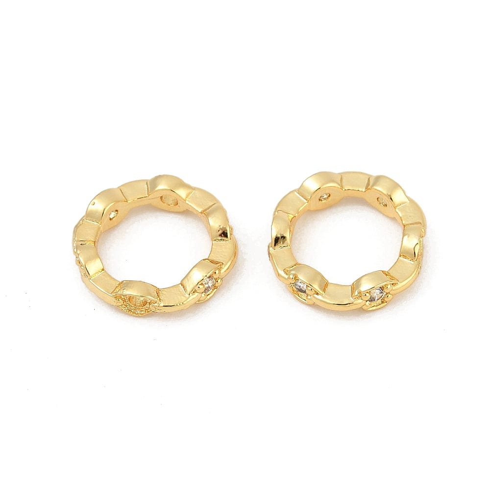 Perleramme Ring Med Klar Zirkonia – 18K Forgyldt Messing (11,5mm) 2 stk. - Uniq Perler - 115955