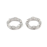 Perleramme Ring Med Klar Zirkonia – Platinfarvet Messing (11,5mm) 2 stk. - Uniq Perler - 115956