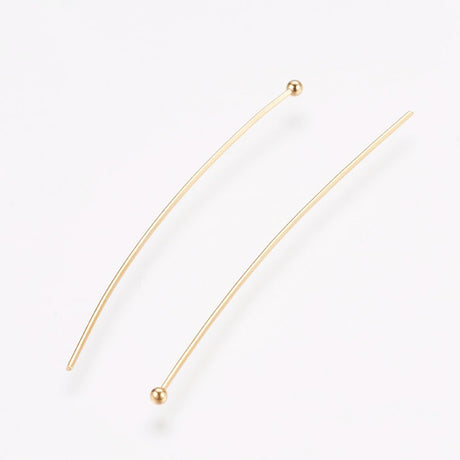 Pin With Round Head – 18K Gold-plated Steel (50x0.7mm), 20 pcs. - Uniq Perler - 117440