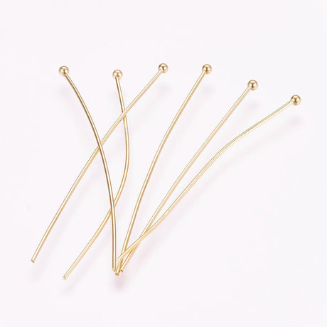 Pin With Round Head – 18K Gold-plated Steel (50x0.7mm), 20 pcs. - Uniq Perler - 117440