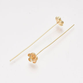 Perlestave Blomst – 18K Forgyldt (48–51mm, 2 stk) - Uniq Perler - 117713
