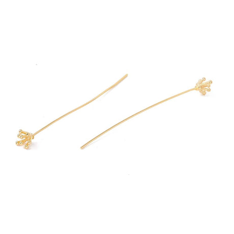 Perlestave Med Blomst - Forgyldt (49x0,7mm) 2 Stk - Uniq Perler - 115755