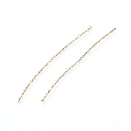 Perlestave Med Flad Hoved – 24K Forgyldt Stål (50x0,6mm), 200 Stk - Uniq Perler - 612845