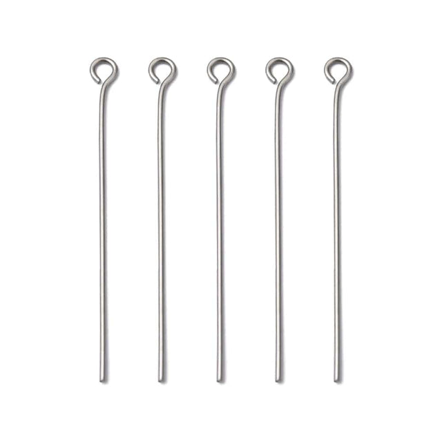 Perlestave Med Øje, Stål, 40x0,7mm, Ca 100 Stk - Uniq Perler - 0000014889592