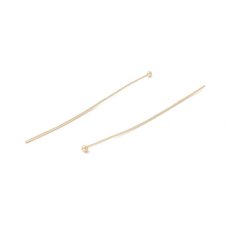 Perlestave Med Rundt Hoved – 14K Langtidsholdbar Forgyldt Messing (50x0,5mm) 20 stk. - Uniq Perler - 121986