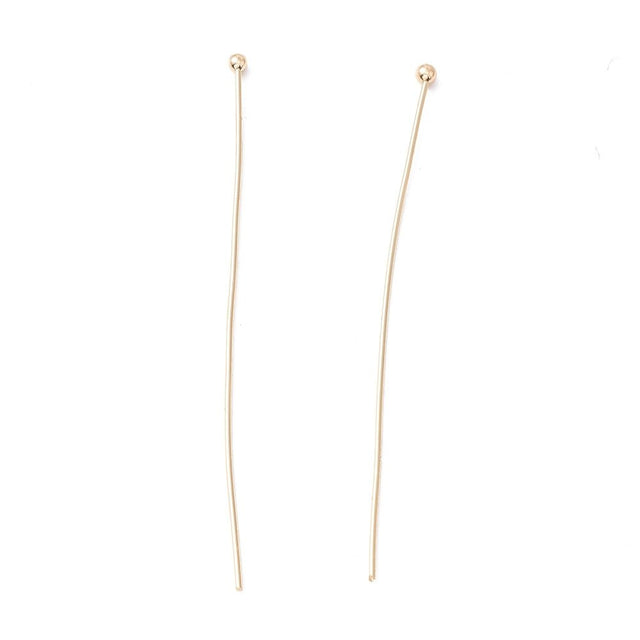 Perlestave Med Rundt Hoved – 14K Langtidsholdbar Forgyldt Messing (50x0,5mm) 20 stk. - Uniq Perler - 121986