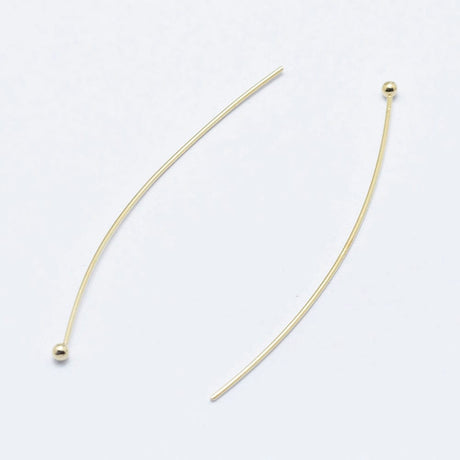 Perlestave Med Rundt Hoved - 18K Langtidsholdbar Forgyldt (45x0,6mm) 25 Stk - Uniq Perler - 115093